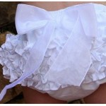 Ruffled White with White Bow Bloomer RuffleButts 